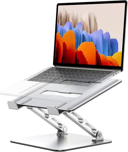 Ergonomic Laptop Stand for Desk, Dual-Bar Support & Height Adjustable Laptop Riser Holder, Ventilated Portable & Foldable Computer Stand, Compatible with MacBook Air Pro