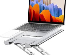 Ergonomic Laptop Stand for Desk, Dual-Bar Support & Height Adjustable Laptop Riser Holder, Ventilated Portable & Foldable Computer Stand, Compatible with MacBook Air Pro