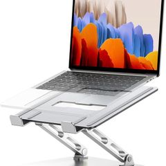 Ergonomic Laptop Stand for Desk, Dual-Bar Support & Height Adjustable Laptop Riser Holder, Ventilated Portable & Foldable Computer Stand, Compatible with MacBook Air Pro