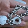 Vintage Heavy Sterling Silver 925 T-Bar Ring Bracelet 35g Image 4