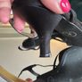 Ladies Black Dolomite Kitten Heal Sling back shoe Image 6