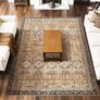 Area Rug, 7.5 x 9.5 ft Large Washable Rug, Non-Slip and Tear-Resistant Soft Carpet, Pet & Child Friendly Vintage Area Rugs, Indoor Mat for Bedroom, Living Room, Office, Entryway, Brown Green Image 2