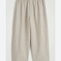 COS High-Waisted Wide-Leg Linen Cotton Culottes Pants Beige Sand - Size M
