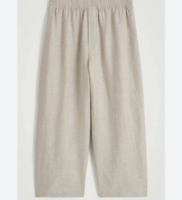 COS High-Waisted Wide-Leg Linen Cotton Culottes Pants Beige Sand - Size M