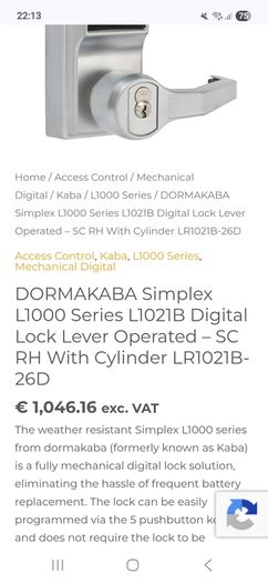 Kaba simplex 1000 cyl 260D 10th of price