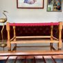 Rare Vintage Long Sugan Style Ottoman Stool Bench Woven with Red Green Cotton Rope Image 5