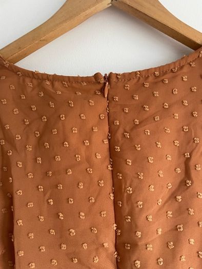 Boohoo Ruffle hem caramel colour chiffon mini dress size 12