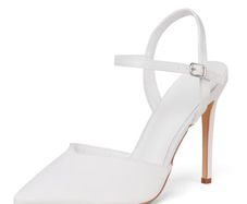 GENSHUO Elegant High Heels with Ankle Strap - White Satin EU 37