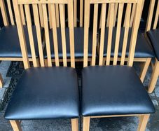 2 x Stunning Leather & Wooden Kitchen Dining Chairs - Can Deliver