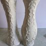 Set Of 2 White Vases With Gold Rim Is Not Stamped. Image 5