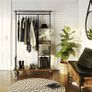 _5 Tier Metal Tubular Coat Stand, Wood Effect, Vintage Dark Brown Image 2