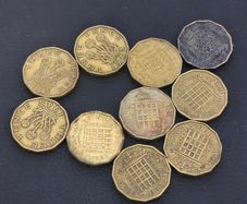 Threepence Coins Job Lot x10 Great Britain UK Circulated