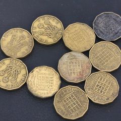 Threepence Coins Job Lot x10 Great Britain UK Circulated
