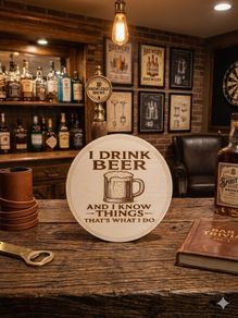 Man Cave Bar Laser Engraved Coaster
