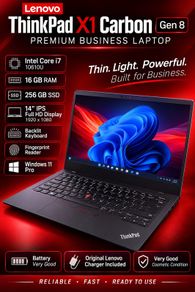 Lenovo ThinkPad X1 Carbon Gen 8 | Premium Business Laptop | Intel Core i7 10th Gen | 16GB RAM | 256GB SSD | Full HD