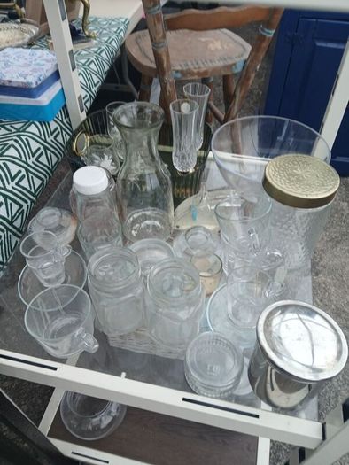 large collection of glassware