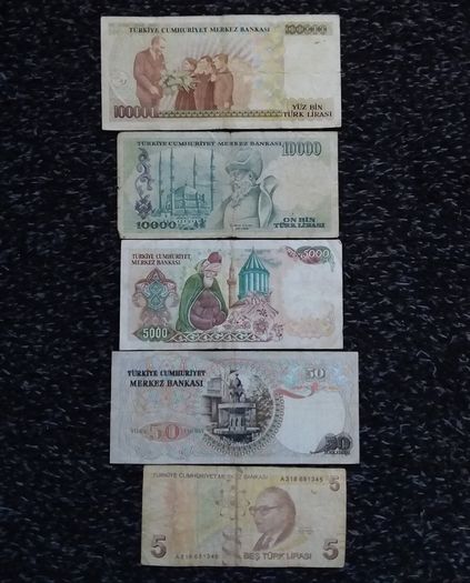 Turkey Banknotes - (5) 1980s  - 2009 : Circulated