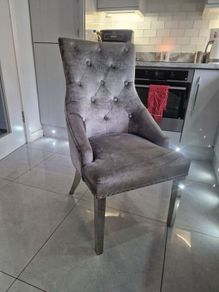 6 x dining chairs grey velvet