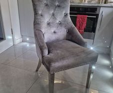6 x dining chairs grey velvet