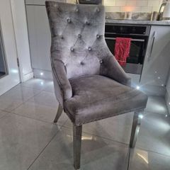 6 x dining chairs grey velvet