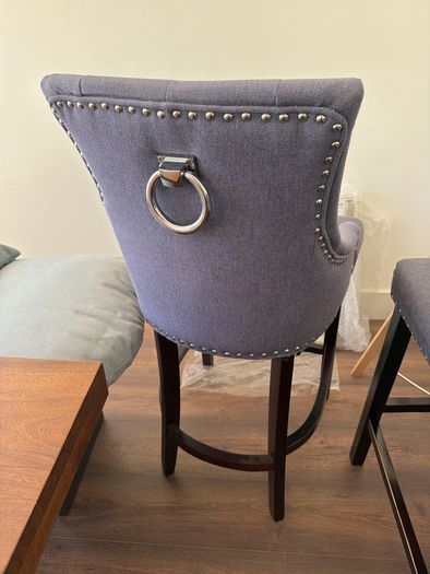 Set of 4 charcoal grey fabric high dining chairs