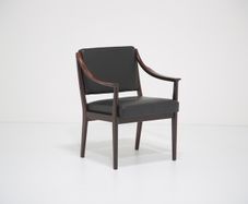 Vintage Rosewood and Black Leather Armchair by Karl Erik Ekselius for JOC Vetlanda, 1960s