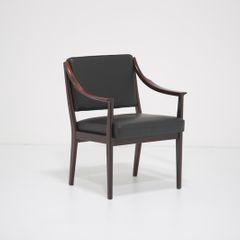 Vintage Rosewood and Black Leather Armchair by Karl Erik Ekselius for JOC Vetlanda, 1960s