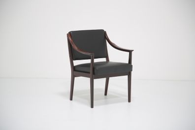 Vintage Rosewood and Black Leather Armchair by Karl Erik Ekselius for JOC Vetlanda, 1960s