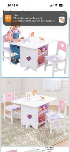 kids table and
