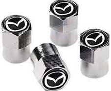 Black M Logo Metal Chrome Tyre Valve Dust Caps. Flair Crossover Mazda2 Demio Mazda3 Mazda6 Atenza Mx-5 Roadster Cx-3 Cx-4 Cx-5 Cx-8 Cx-9