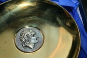 ILIAS LALAOUNIS Solid Silver 925 and Brass Alexander the Great Dish Bowl. Stamped Greek Fine Art Jewelry Small Plate. Vintage Decorative Dish. 5,5"