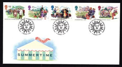 1994 Great Britain The Four Seasons Summertime Commemorative Stamps Royal Mail Addressed Stamp First Day Cover (FDC)