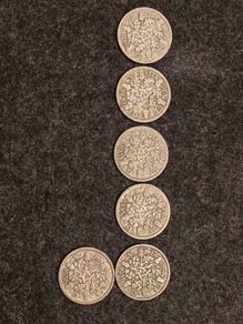 6 Genuine British Silver Sixpence Coins 1928 to 1936