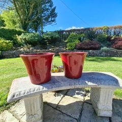Red flower pots x 2