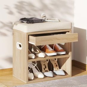 Small Shoe Storage Bench with Cushion & Drawer