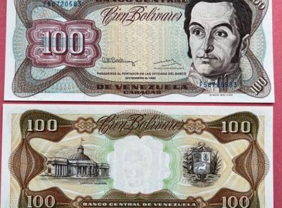 Venezuela 100 Bolivares  1992  Pick  55l  ( Uncirculated )