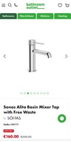Sonas Alita Basin Mixer Bathroom Tap Chrome