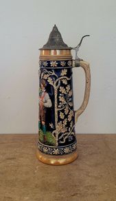 Antique German lidded beer stein
