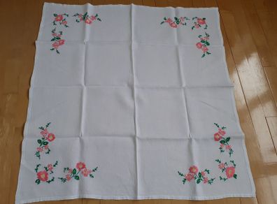 Vintage Linen Table Cloth - Hand Embroidered