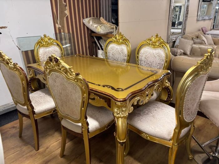 Marble Kitchen Dining Table With 6 Chairs