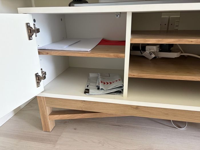 2 Units: Large Sideboard + TV Unit - White & Oak Effect