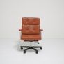 Vintage Tan Leather Swivel Office Chair Mondo by Karl-Erik Ekselius for JOC, 1960s. Image 3
