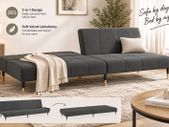 Sofa Bed 2 Seater Velvet Grey Convertible Sleeper Couch for Living Room Guest Room Ireland