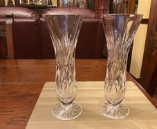 Two Galway Crystal vasesFURTHER  REDUCED in perfect condition , as just displayed .height is 9 inches .