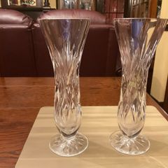Two Galway Crystal vasesFURTHER  REDUCED in perfect condition , as just displayed .height is 9 inches .