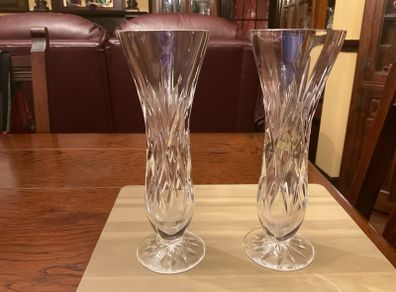 Two Galway Crystal vasesFURTHER  REDUCED in perfect condition , as just displayed .height is 9 inches .