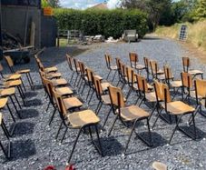 Adult size industrial Mid Century chairs