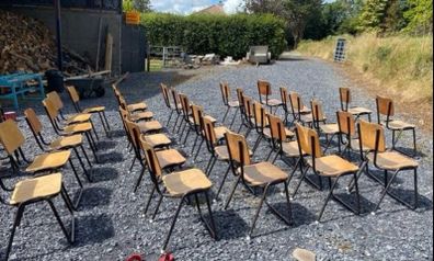 Adult size industrial Mid Century chairs