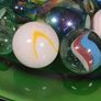 vintage marbles cats eyes large small blue white approx 60 Image 5