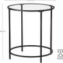 Round Small Coffee Table Glass Table with Metal Frame Bedside Table Sofa Table Balcony Tempered Glass Black Image 4
